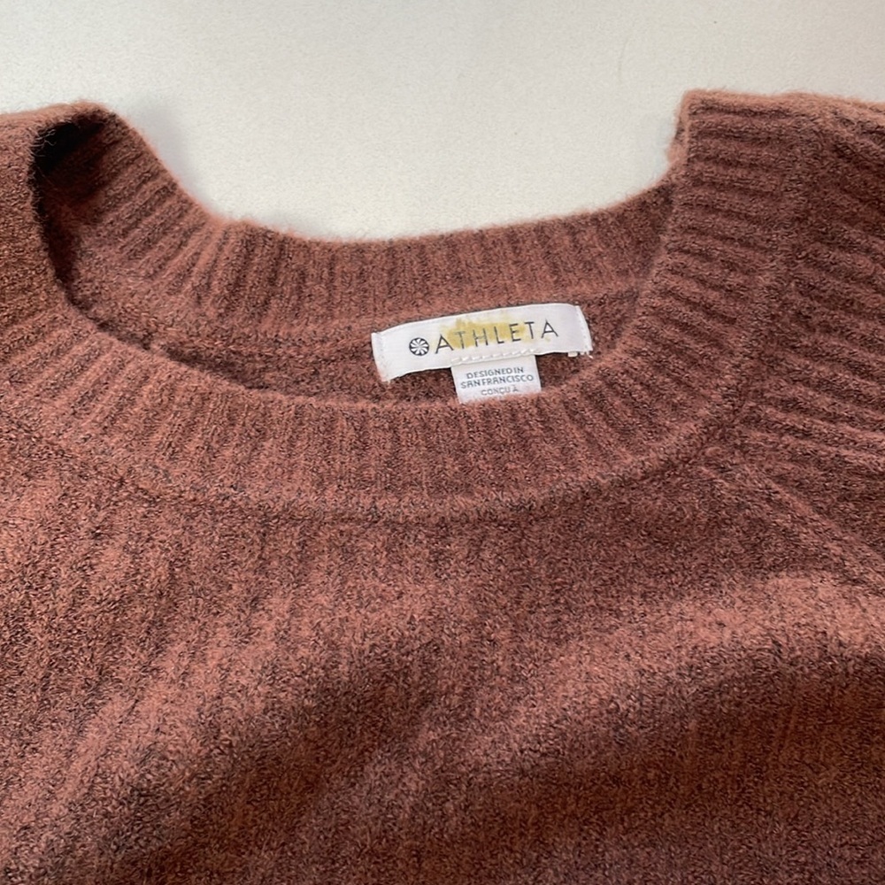 🆕 Athleta Layover Merino Wool Blend Crew Sweater, Chocolate, Size 3X - Picture 6 of 10